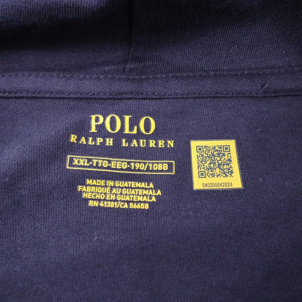 NEW Polo Ralph Lauren Classic Fit Hoodie Navy Lightweight Long Sleeve Mens XXL